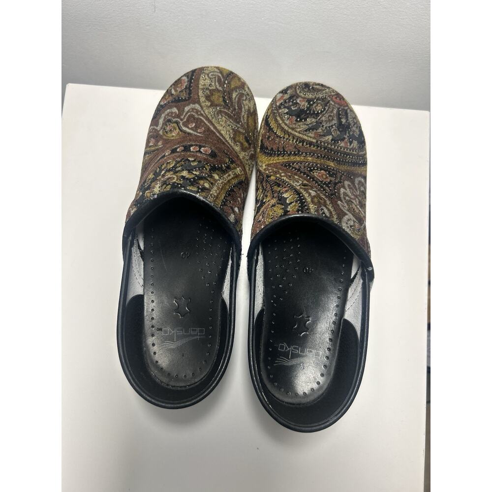 Dansko Paisley Tapestry Brown jewel Clogs size EU 40 US 9 Retro 70s Boho nurse - Picture 5 of 14